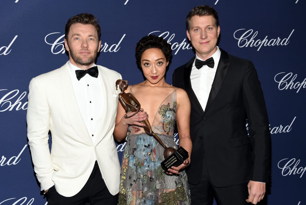 Ruth Negga (C) poses with the Rising Star Award, with actor Joel Edgerton (L) and director Jeff Nichols (R) during the 28th Annual Palm Springs International Film Festival Film Awards Gala at the Palm Springs Convention Center on January 2, 2017 in Palm Springs, California.  (Photo by Michael Kovac/Getty Images for Palm Springs International Film Festival)