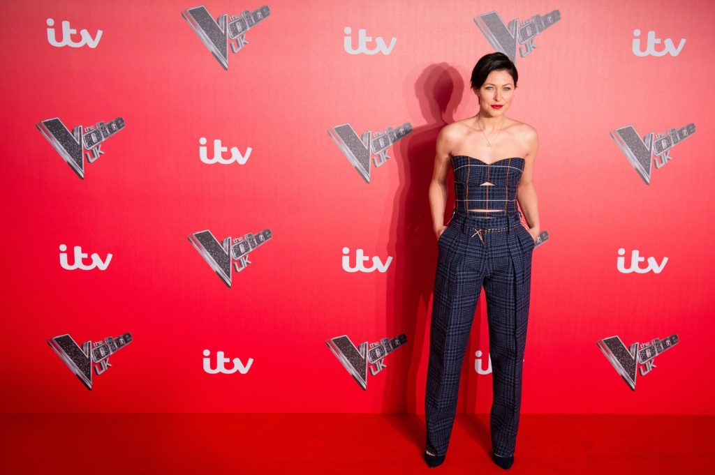Emma Willis arrives for the press launch of  The Voice UK at Millbank Tower on January 4, 2017 in London, England.  (Photo by Jeff Spicer/Getty Images)