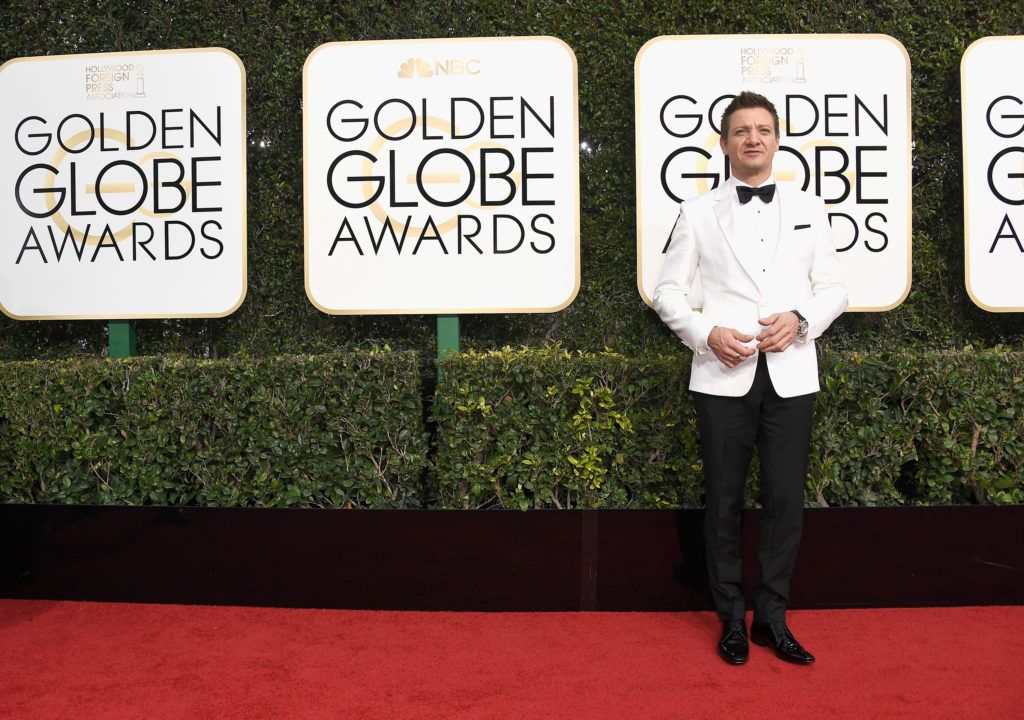 BEVERLY HILLS, CA - JANUARY 08: Actor Jeremy Renner attends the 74th Annual Golden Globe Awards at The Beverly Hilton Hotel on January 8, 2017 in Beverly Hills, California.  (Photo by Frazer Harrison/Getty Images)