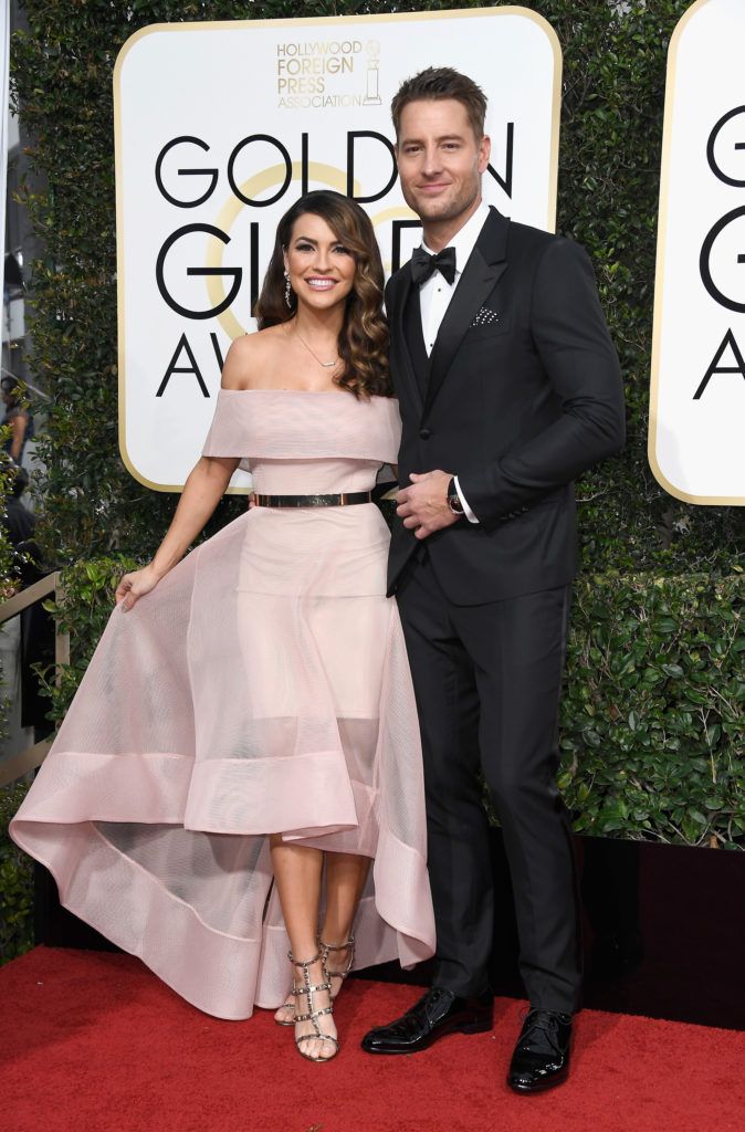 BEVERLY HILLS, CA - JANUARY 08:  Actor Justin Hartley (R) and Chrishell Stause attend the 74th Annual Golden Globe Awards at The Beverly Hilton Hotel on January 8, 2017 in Beverly Hills, California.  (Photo by Frazer Harrison/Getty Images)