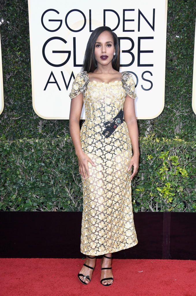 BEVERLY HILLS, CA - JANUARY 08: Actress Kerry Washington attends the 74th Annual Golden Globe Awards at The Beverly Hilton Hotel on January 8, 2017 in Beverly Hills, California.  (Photo by Frazer Harrison/Getty Images)