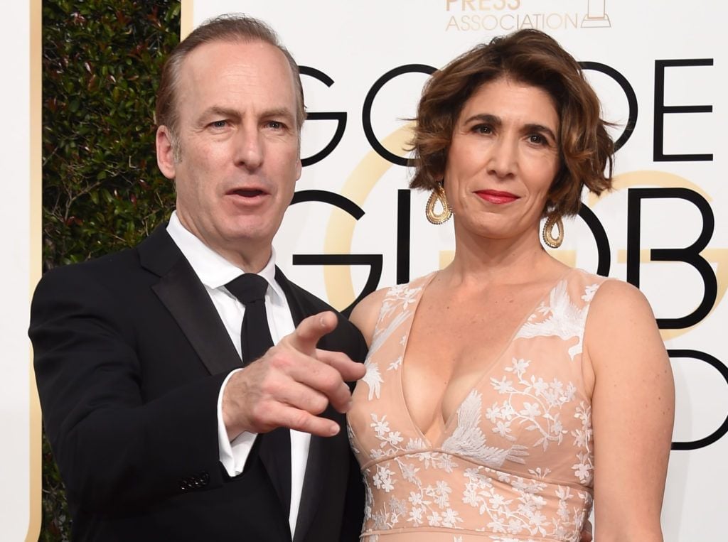 Bob Odenkirk (L) and his wife Naomi Odenkirk arrive at the 74th annual Golden Globe Awards, January 8, 2017, at the Beverly Hilton Hotel in Beverly Hills, California.       (Photo VALERIE MACON/AFP/Getty Images)