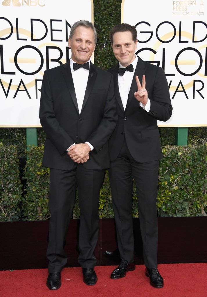 BEVERLY HILLS, CA - JANUARY 08: Actor Viggo Mortensen and actor/director Matt Ross attend the 74th Annual Golden Globe Awards at The Beverly Hilton Hotel on January 8, 2017 in Beverly Hills, California.  (Photo by Frazer Harrison/Getty Images)