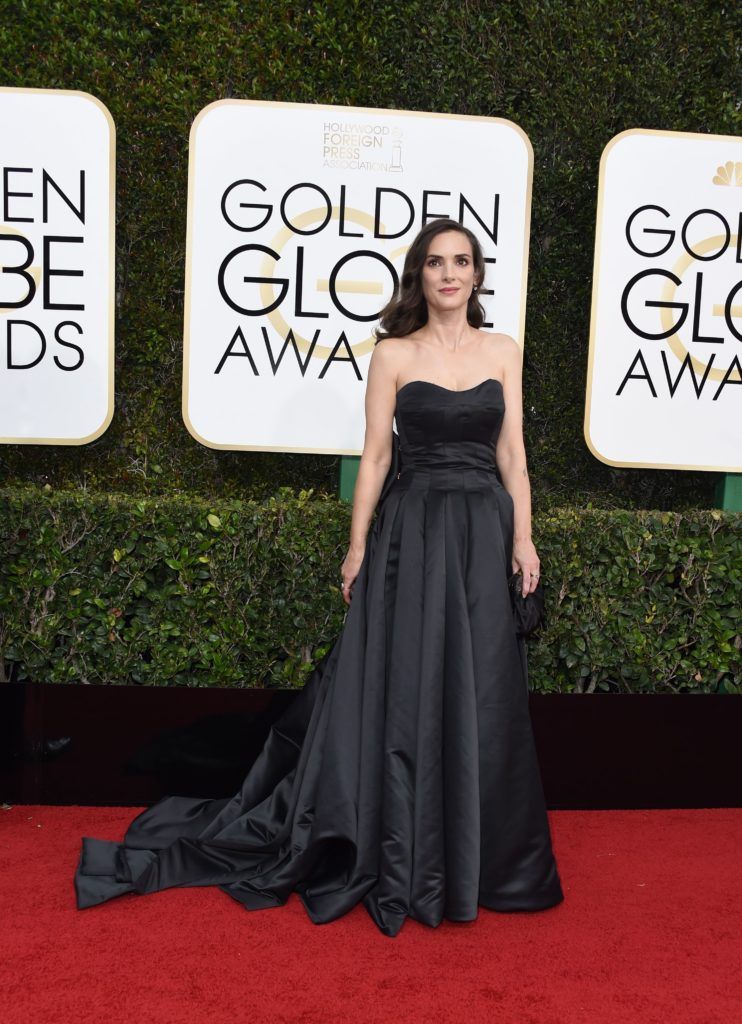 Actress Winona Ryder arrives at the 74th annual Golden Globe Awards, January 8, 2017, at the Beverly Hilton Hotel in Beverly Hills, California.       (Photo VALERIE MACON/AFP/Getty Images)