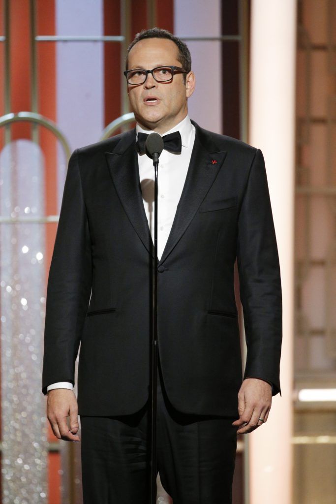 BEVERLY HILLS, CA - JANUARY 08: In this handout photo provided by NBCUniversal, presenter Vince Vaughn onstage during the 74th Annual Golden Globe Awards at The Beverly Hilton Hotel on January 8, 2017 in Beverly Hills, California. (Photo by Paul Drinkwater/NBCUniversal via Getty Images)