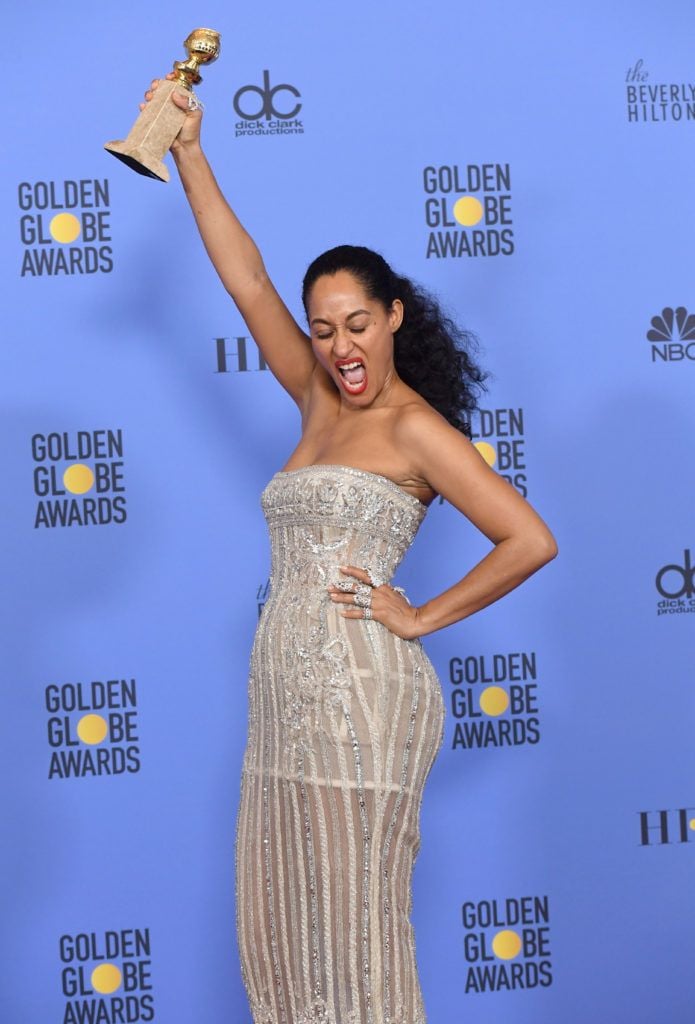 BEVERLY HILLS, CA - JANUARY 08:  Actress Tracee Ellis Ross, winner of Best Performance in a Television Series - Musical or Comedy for 'Black-ish,' poses in the press room during the 74th Annual Golden Globe Awards at The Beverly Hilton Hotel on January 8, 2017 in Beverly Hills, California.  (Photo by Kevin Winter/Getty Images)