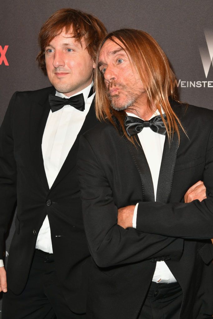 BEVERLY HILLS, CA - JANUARY 08:  Songwriters David Pemberton (L) and Iggy Pop attend The Weinstein Company and Netflix Golden Globe Party, presented with FIJI Water, Grey Goose Vodka, Lindt Chocolate, and Moroccanoil at The Beverly Hilton Hotel on January 8, 2017 in Beverly Hills, California.  (Photo by Earl Gibson III/Getty Images)