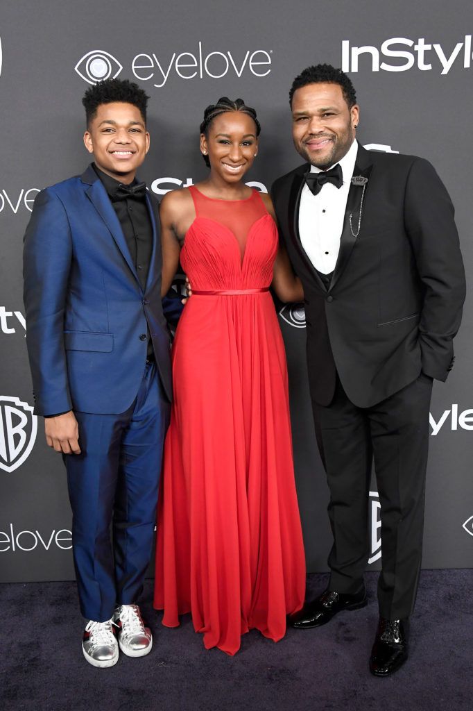 BEVERLY HILLS, CA - JANUARY 08:  Actor Anthony Anderson (R) with Nathan Anderson and Kyra Anderson attend the 18th Annual Post-Golden Globes Party hosted by Warner Bros. Pictures and InStyle at The Beverly Hilton Hotel on January 8, 2017 in Beverly Hills, California.  (Photo by Frazer Harrison/Getty Images)