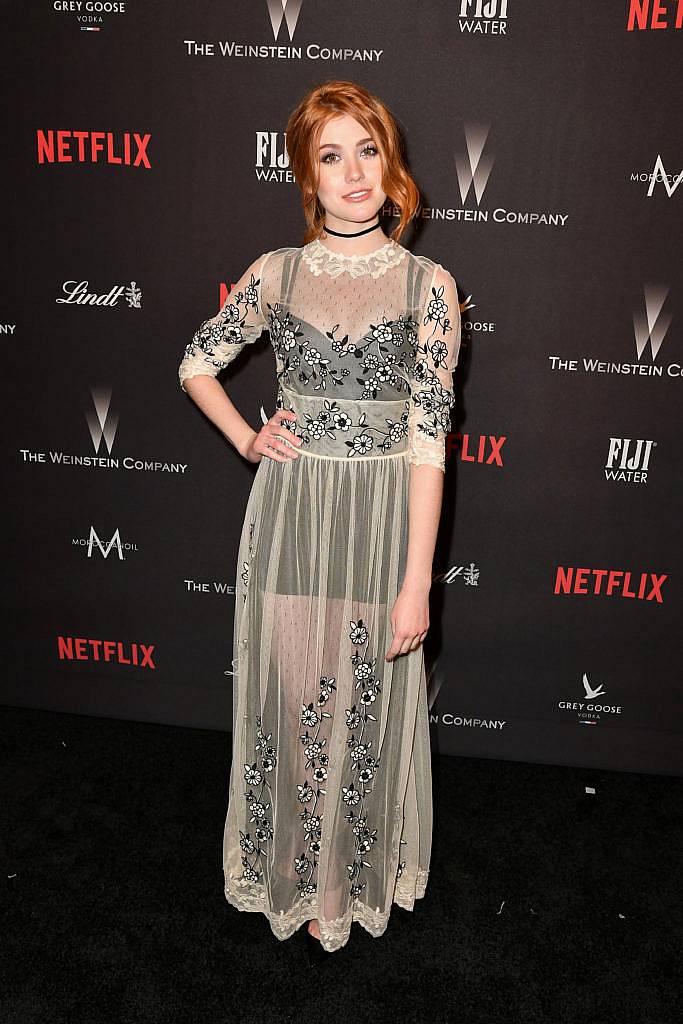 BEVERLY HILLS, CA - JANUARY 08:  Actress Katherine McNamara attends The Weinstein Company and Netflix Golden Globe Party, presented with FIJI Water, Grey Goose Vodka, Lindt Chocolate, and Moroccanoil at The Beverly Hilton Hotel on January 8, 2017 in Beverly Hills, California.  (Photo by Earl Gibson III/Getty Images)