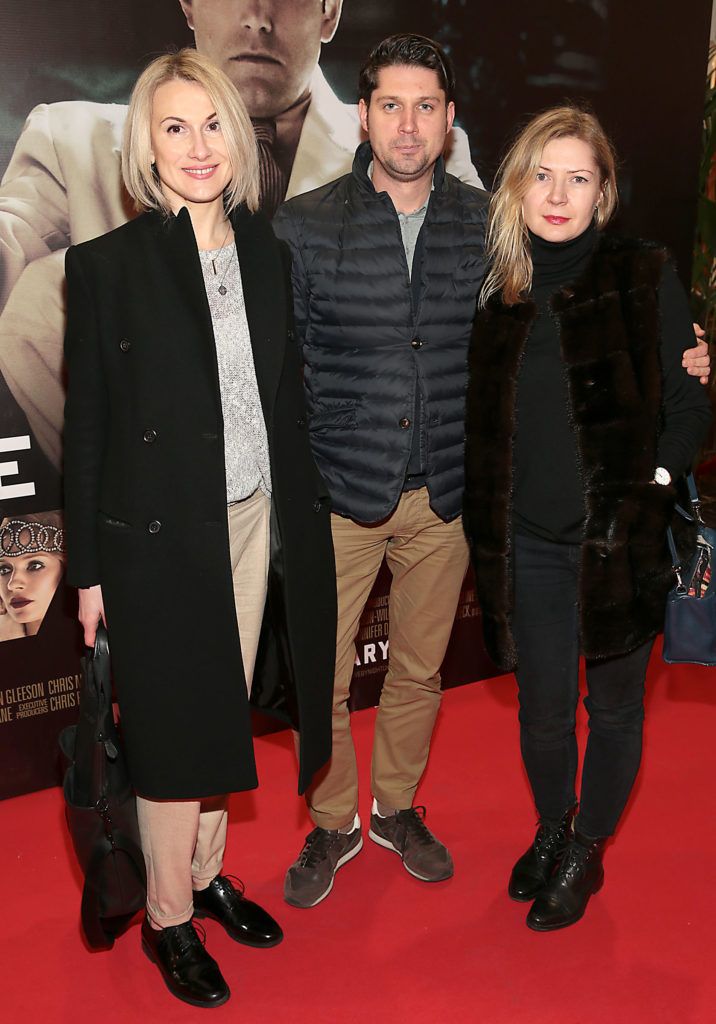 Nelly Herbut,Tomas Simonis and Ellen Mijeda at the Irish premiere screening of Ben Affleck's new film  Live by  Night at the Savoy Cinema, Dublin. 
Picture:Brian McEvoy
