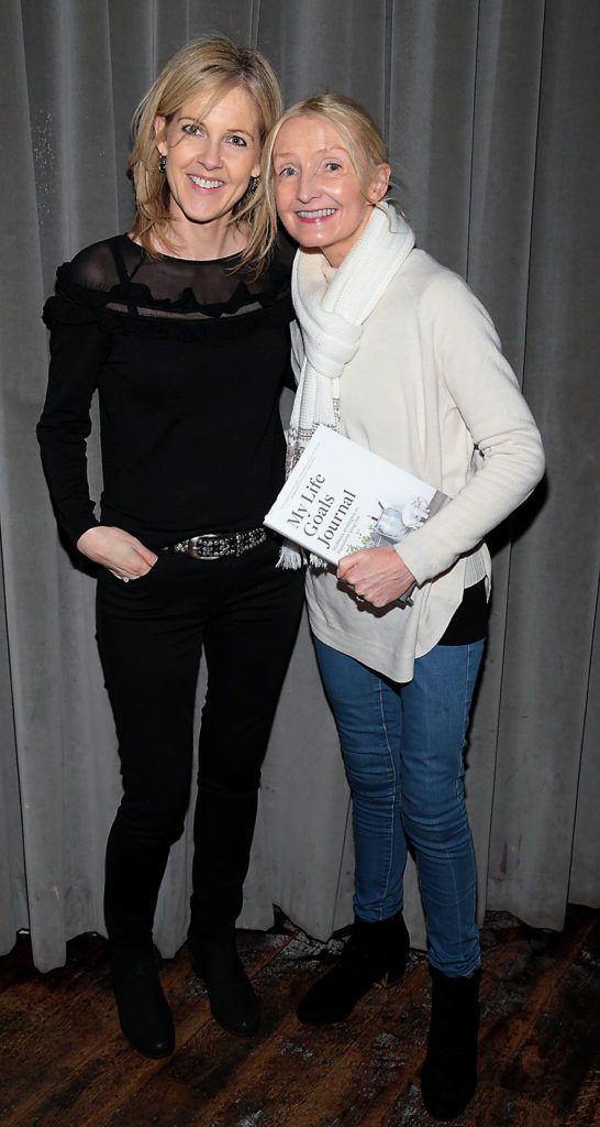 Sinead Moriarty and Claudia Carroll at the launch of Andrea Hayes's book My Life Goals Journal at Farrier and Draper, Dublin. Picture: Brian McEvoy.