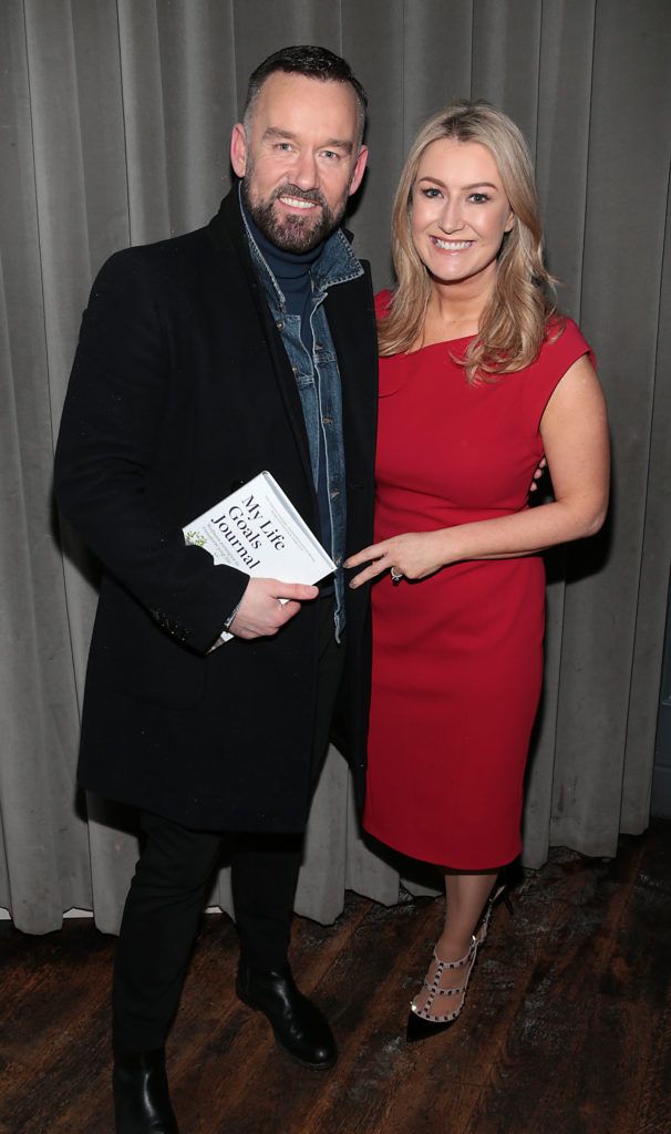 Brendan Courtney and Andrea Hayes at the launch of Andrea Hayes's book My Life Goals Journal at Farrier and Draper, Dublin. Picture: Brian McEvoy.