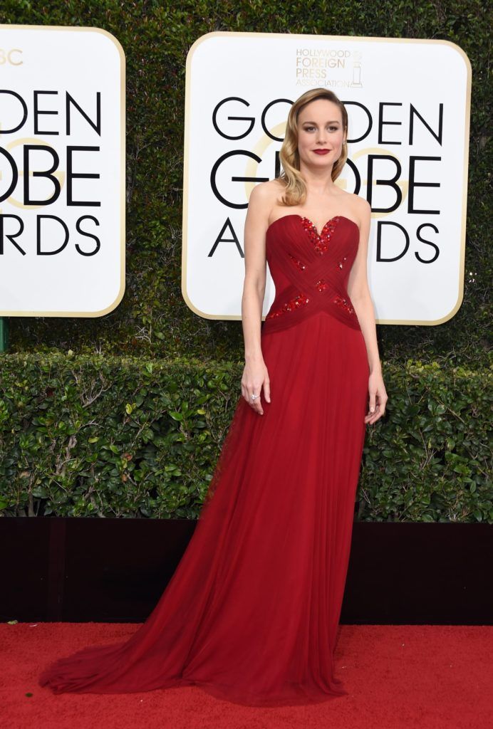 Brie Larson arrives at the 74th annual Golden Globe Awards, January 8, 2017, at the Beverly Hilton Hotel in Beverly Hills, California.      (Photo VALERIE MACON/AFP/Getty Images)