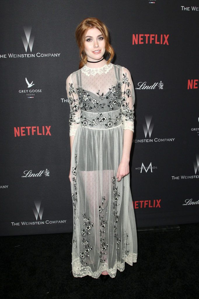 Katherine McNamara attends The Weinstein Company and Netflix Golden Globe Party, presented with FIJI Water, Grey Goose Vodka, Lindt Chocolate, and Moroccanoil at The Beverly Hilton Hotel on January 8, 2017 in Beverly Hills, California.  (Photo by Tommaso Boddi/Getty Images for The Weinstein Company)