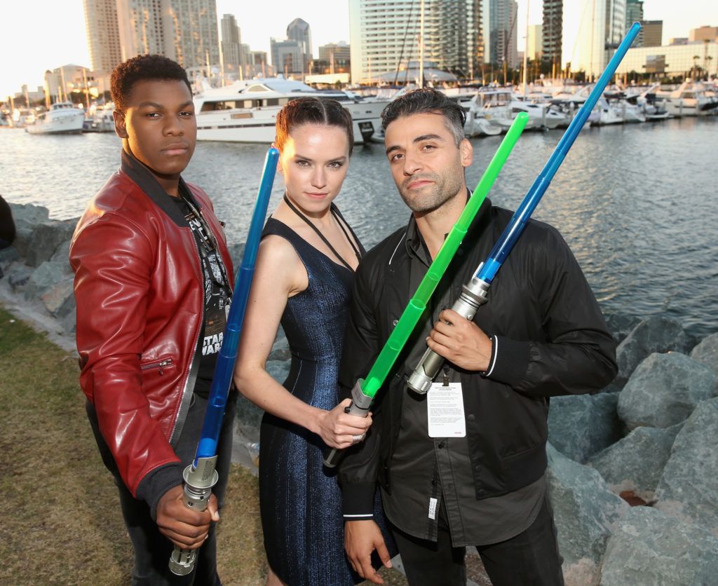 John Boyega, Daisy Ridley, Oscar Isaac and more than 6000 fans enjoyed a surprise "Star Wars" Fan Concert performed by the San Diego Symphony,  featuring the classic "Star Wars" music of composer John Williams, at the Embarcadero Marina Park South on July 10, 2015 in San Diego, California.  (Photo by Jesse Grant/Getty Images for Disney)
