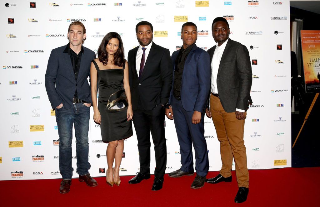Joseph Mawle, Thandie Newton, Chiwetel Ejiofor, John Boyega and Babou Ceesay attend the UK Premiere of "Half Of A Yellow Sun" at Odeon Streatham on April 8, 2014 in London, England.  (Photo by Tim P. Whitby/Getty Images)