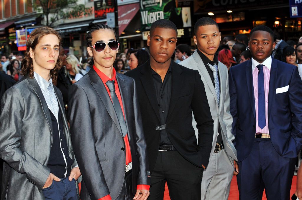 Leeon Jones, Franz Drameh, Alex Esmail, John Boyega and Simon Howard attend the UK premiere of Attack The Block at Vue West End on May 4, 2011 in London, England.  (Photo by Samir Hussein/Getty Images)