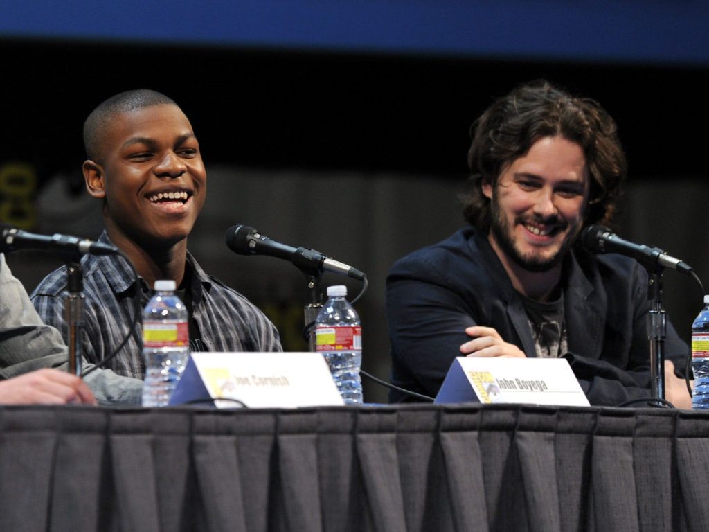 John Boyega and director Edgar Wright speak at "The Adventures Of Tintin" Panel during Comic-Con 2011 on July 22, 2011 in San Diego, California.  (Photo by Kevin Winter/Getty Images)