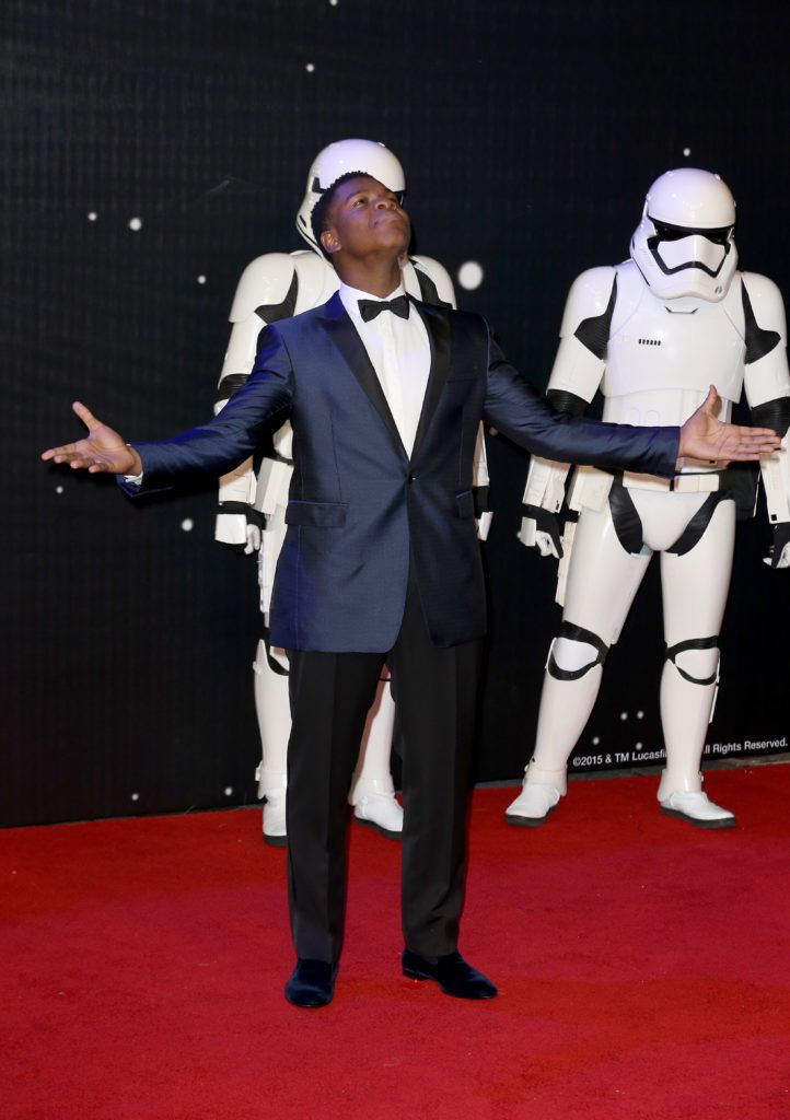 John Boyega attends the European Premiere of "Star Wars: The Force Awakens" at Leicester Square on December 16, 2015 in London, England.  (Photo by Chris Jackson/Getty Images)