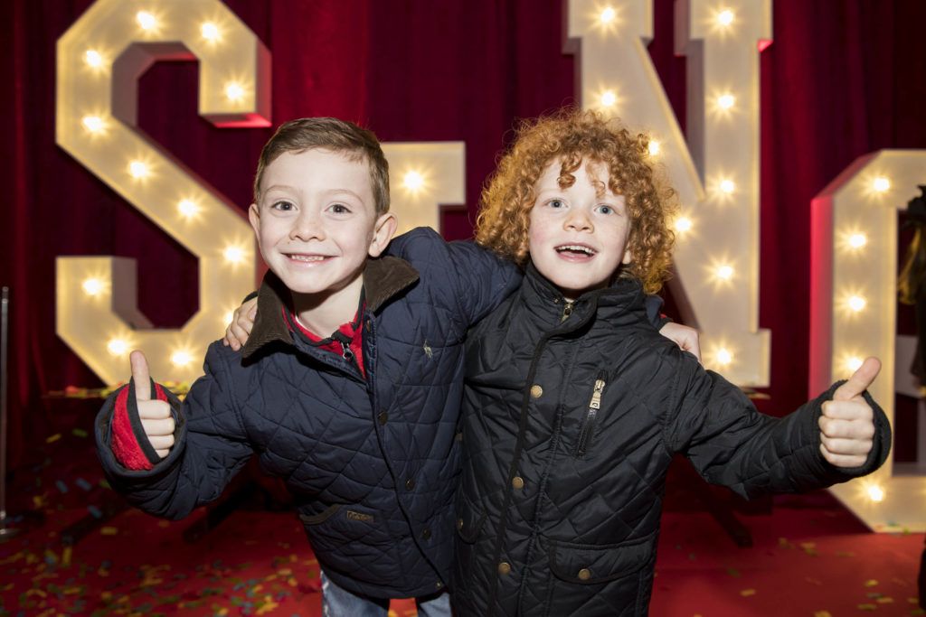 Zach Orr (7) and Aodh Taylor (6) pictured at the Irish premiere screening of Illumination's new animation film SING at the Savoy Cinema, Dublin. Picture Andres Poveda