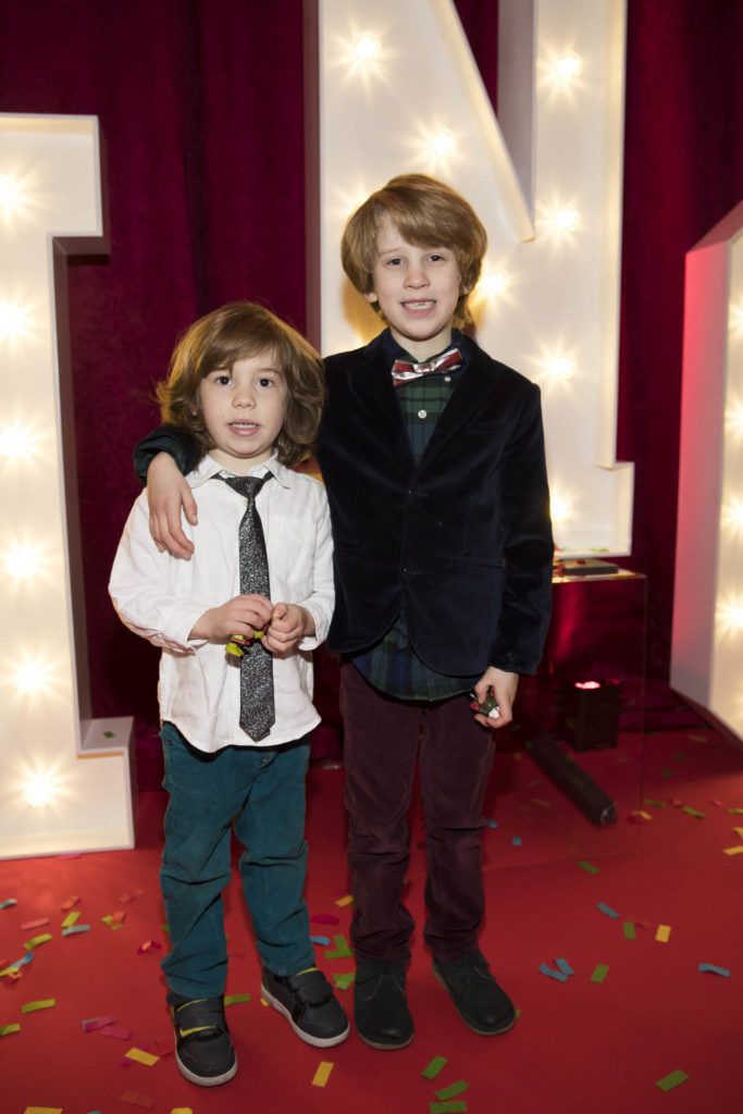 Casper (6) and Arlo Quick (4) pictured at the Irish premiere screening of Illumination's new animation film SING at the Savoy Cinema, Dublin. Picture Andres Poveda