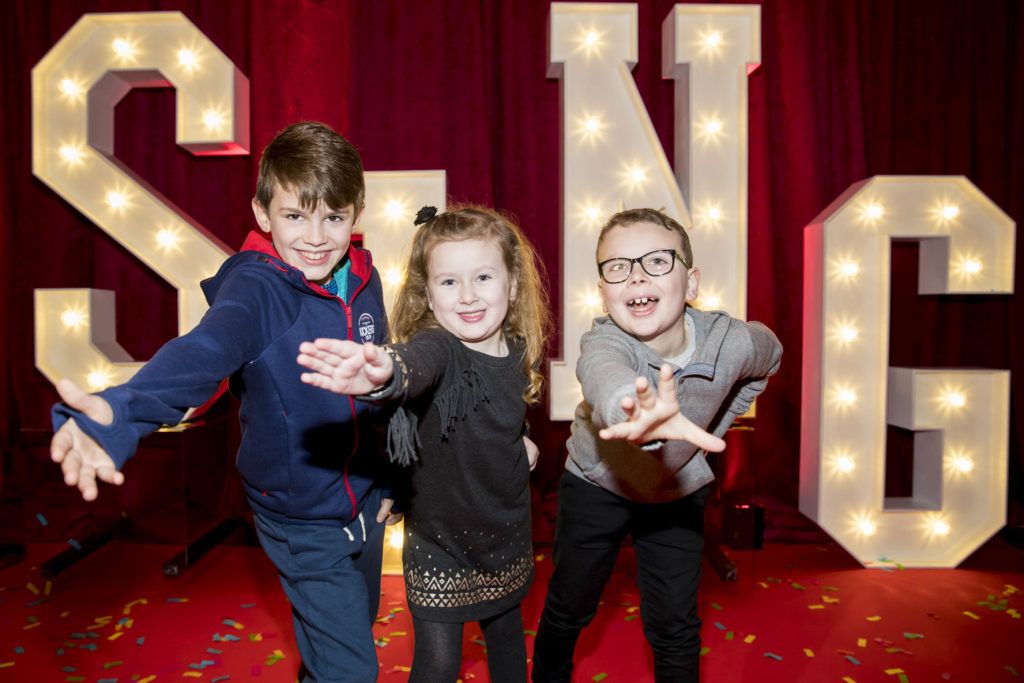 Calum O'Connor (10) Ava Norman (6) and Alex Norman (8) from Donnybrook pictured at the Irish premiere screening of Illumination's new animation film SING at the Savoy Cinema, Dublin. Picture Andres Poveda