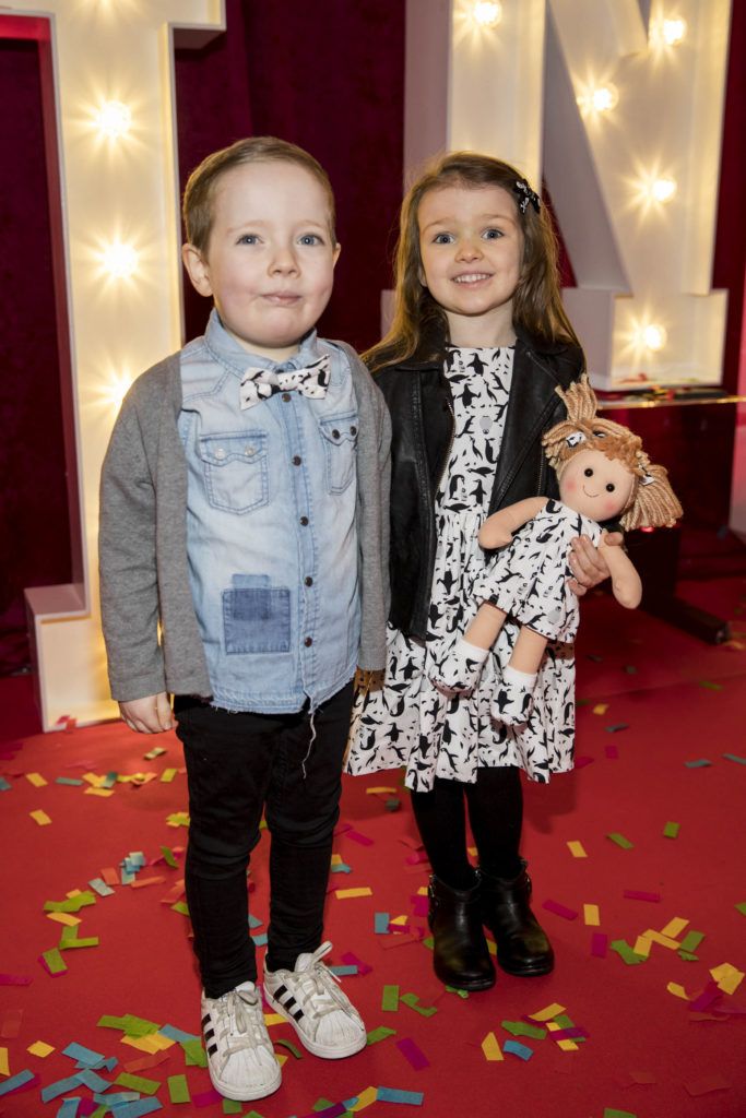 Leon Forberg (4) and Penny Lynch (4) pictured at the Irish premiere screening of Illumination's new animation film SING at the Savoy Cinema, Dublin. Picture Andres Poveda