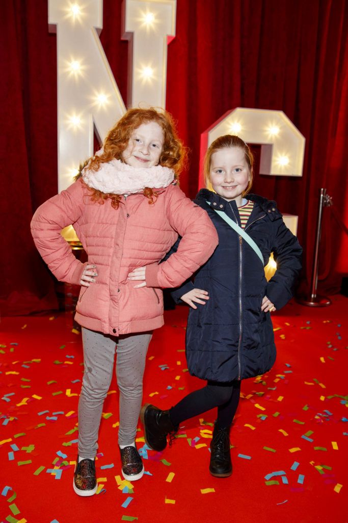 Katie Fox-O'Connor (8) Layla Goldsbury (7) pictured at the Irish premiere screening of Illumination's new animation film SING at the Savoy Cinema, Dublin. Picture Andres Poveda