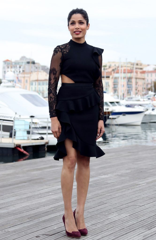Freida Pinto poses during a photocall for the TV serie "Guerrilla" as part of the MIPCOM (The world's entertainment content market), on October 17, 2016 in Cannes, southeastern France.        (Photo VALERY HACHE/AFP/Getty Images)