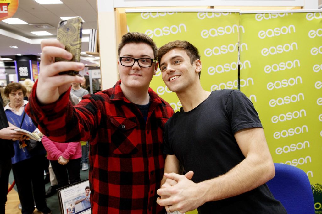 British Diving Olympian, Tom Daley, pictured posed for pictures with fans in Eason Dundrum Town Centre where he was signing copies of his new book, Tom’s Daily Plan. Picture Andres Poveda