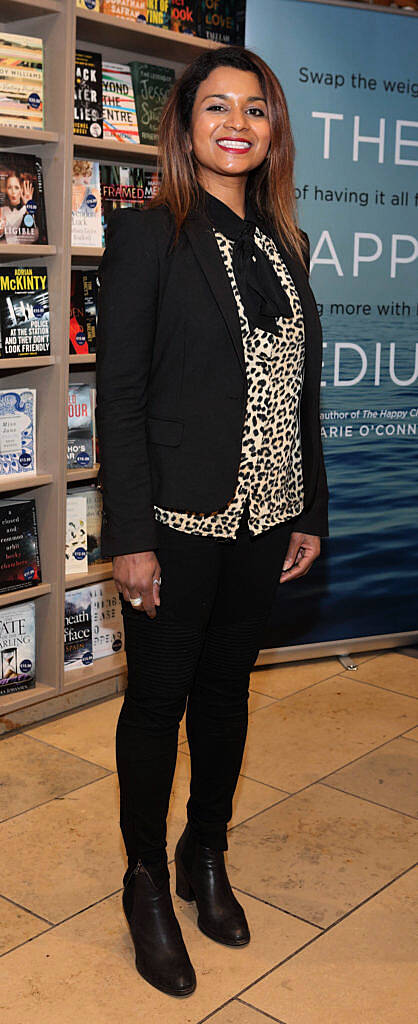 Meera Nataraja at the launch of Annmarie O'Connor's new book, The Happy Medium at Dubray Books Grafton Street Dublin (Picture Brian McEvoy).