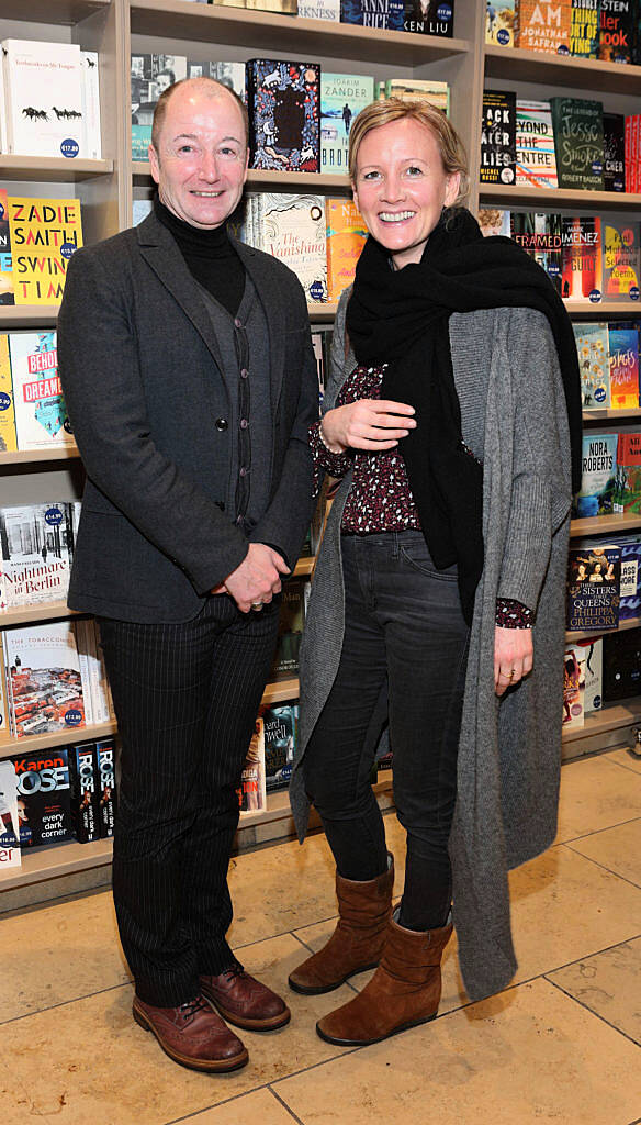 Colin Eaton and Sarah Lafferty at the launch of Annmarie O'Connor's new book, The Happy Medium at Dubray Books Grafton Street Dublin (Picture Brian McEvoy).