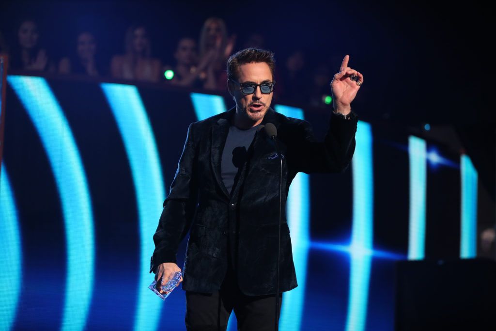 LOS ANGELES, CA - JANUARY 18:  Actor Robert Downey Jr. accepts the Favorite Movie Actor award onstage during the People's Choice Awards 2017 at Microsoft Theater on January 18, 2017 in Los Angeles, California.  (Photo by Christopher Polk/Getty Images for People's Choice Awards)