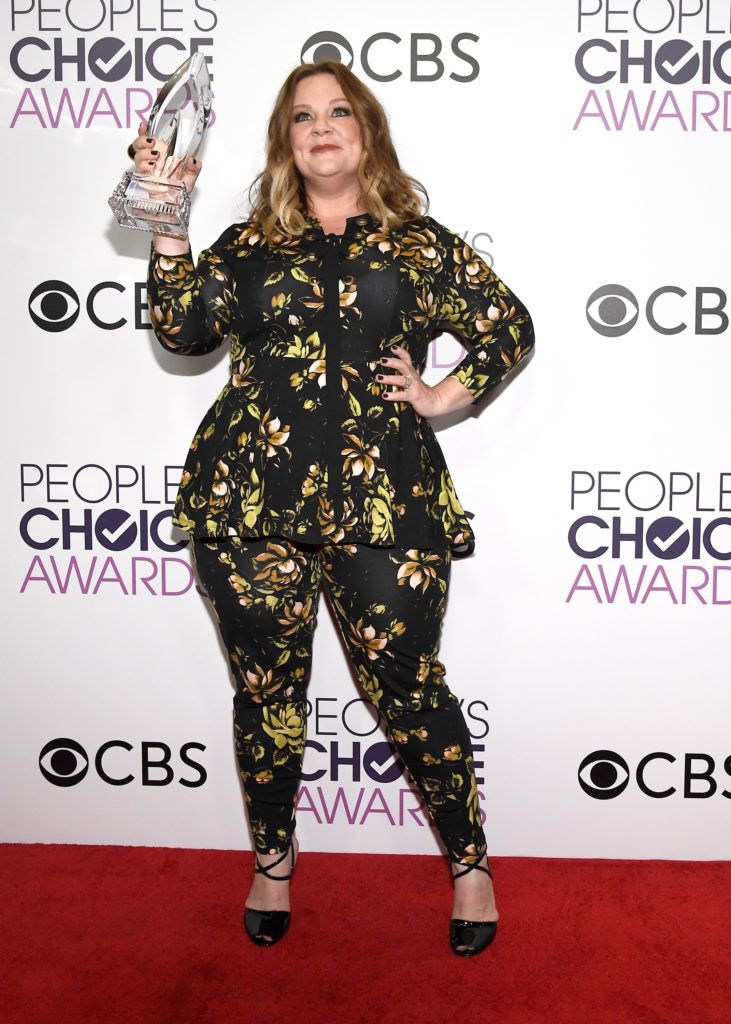 LOS ANGELES, CA - JANUARY 18:  Melissa McCarthy, winner of the Favorite Comedic Movie Actress Award, poses in the press room during the People's Choice Awards 2017 at Microsoft Theater on January 18, 2017 in Los Angeles, California.  (Photo by Kevork Djansezian/Getty Images)