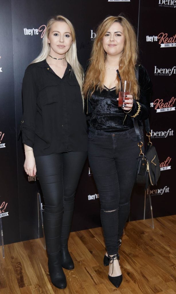 Kendra Becker and Ali Ryan pictured at the Benefit Cosmetics They’re Real! Lipstick Launch in the Morrison Hotel Dublin. Picture Andres Poveda