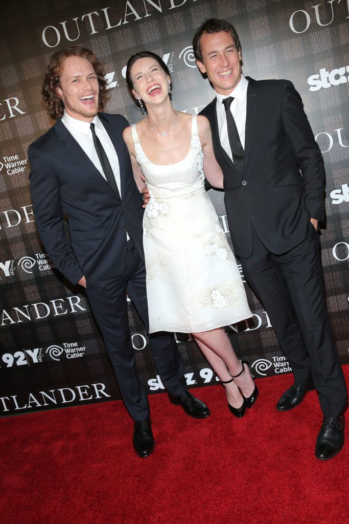 Sam Heughan, Caitriona Balfe and Tobias Menzies attend the "Outlander" series screening at 92nd Street Y on July 28, 2014 in New York City.  (Photo by Jemal Countess/Getty Images)