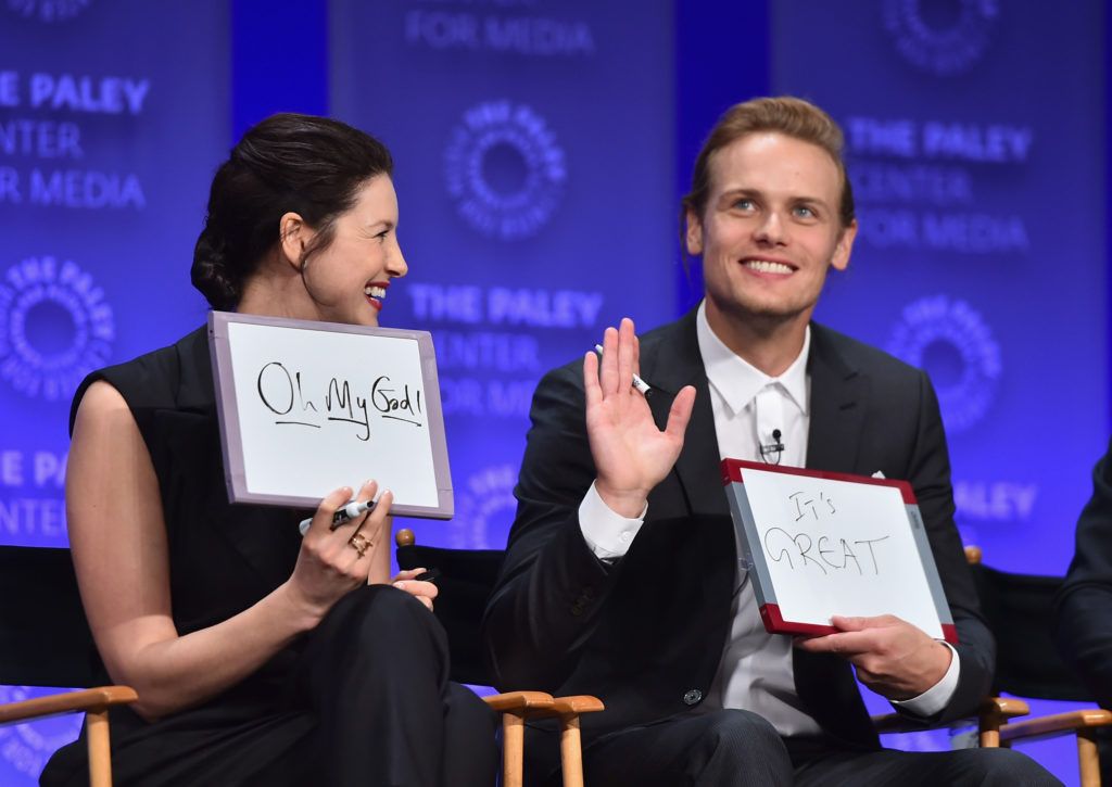 Caitriona Balfe and Sam Heughan attend The Paley Center for Media's 32nd Annual PALEYFEST LA "Outlander" at Dolby Theatre on March 12, 2015 in Hollywood, California.  (Photo by Alberto E. Rodriguez/Getty Images)