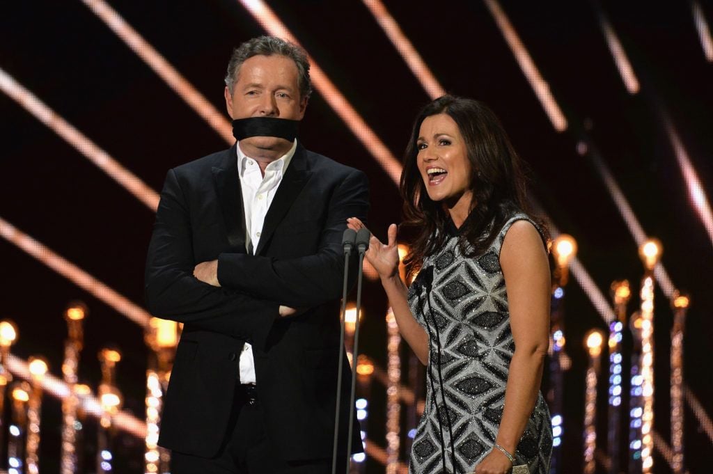 LONDON, ENGLAND - JANUARY 25:  Piers Morgan and Susanna Reid on stage during the National Television Awards at The O2 Arena on January 25, 2017 in London, England.  (Photo by Jeff Spicer/Getty Images)