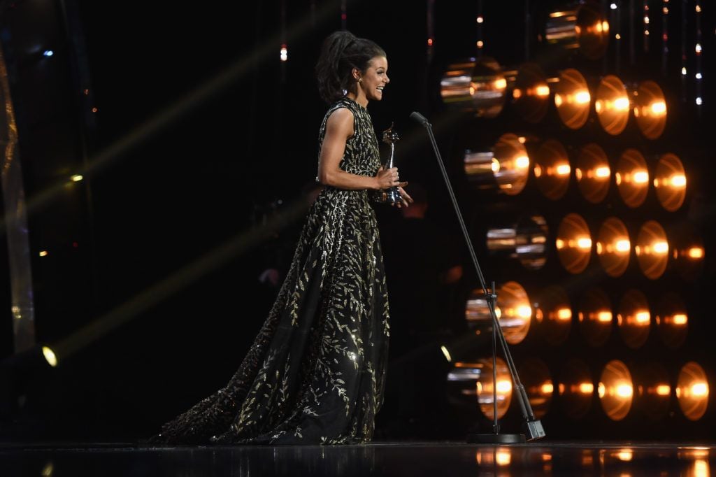 LONDON, ENGLAND - JANUARY 25:  Faye Brookes wins the Best Newcomer award during the National Television Awards at The O2 Arena on January 25, 2017 in London, England.  (Photo by Stuart C. Wilson/Getty Images)