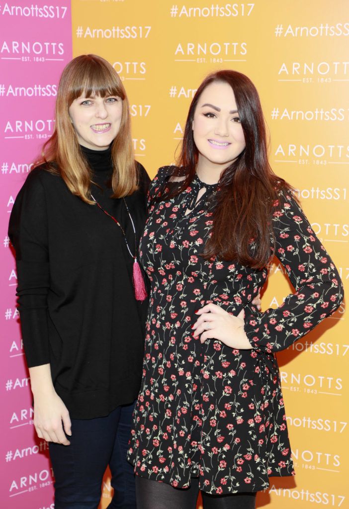 Leslie Ann Horgan and Vicki Notaro at the launch of Arnotts Spring Summer 2017 womenswear collections in the Accessories Hall at Arnotts -photo Kieran Harnett