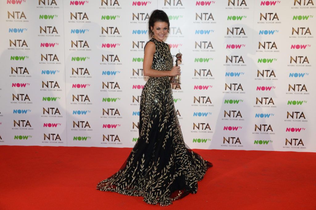 Faye Brookes with the Best Newcomer award during the National Television Awards at The O2 Arena on January 25, 2017 in London, England.  (Photo by Anthony Harvey/Getty Images)