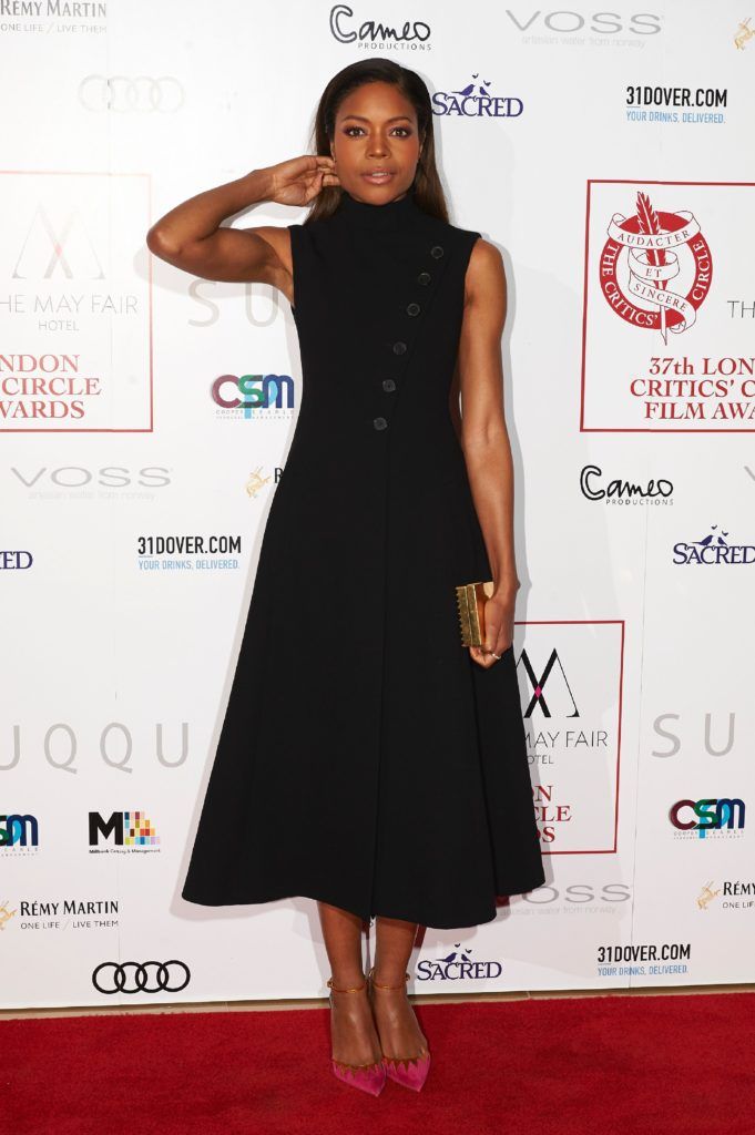Naomie Harris poses on the red carpet arriving to attend the London Critics' Circle Film Awards in London on January 22, 2017.  (Photo NIKLAS HALLE'N/AFP/Getty Images)