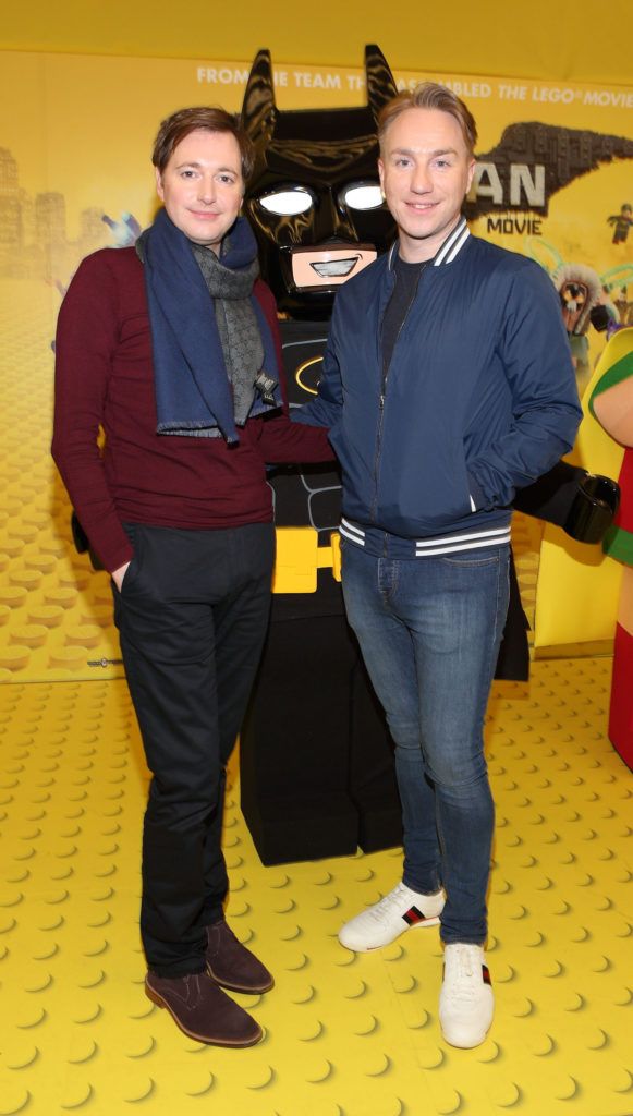 Norman Pratt and Shane Morgan at the Irish premiere screening of The Lego Batman Movie at the Odeon Point Village, Dublin (Picture: Brian McEvoy).