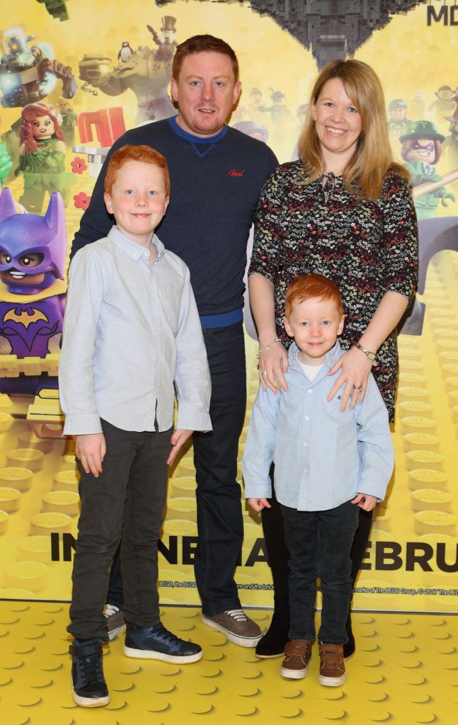 Lewis McGivern, Stephen McGivern, Yvonne McGivern and Arann McGivern at the Irish premiere screening of The Lego Batman Movie at the Odeon Point Village, Dublin (Picture: Brian McEvoy).