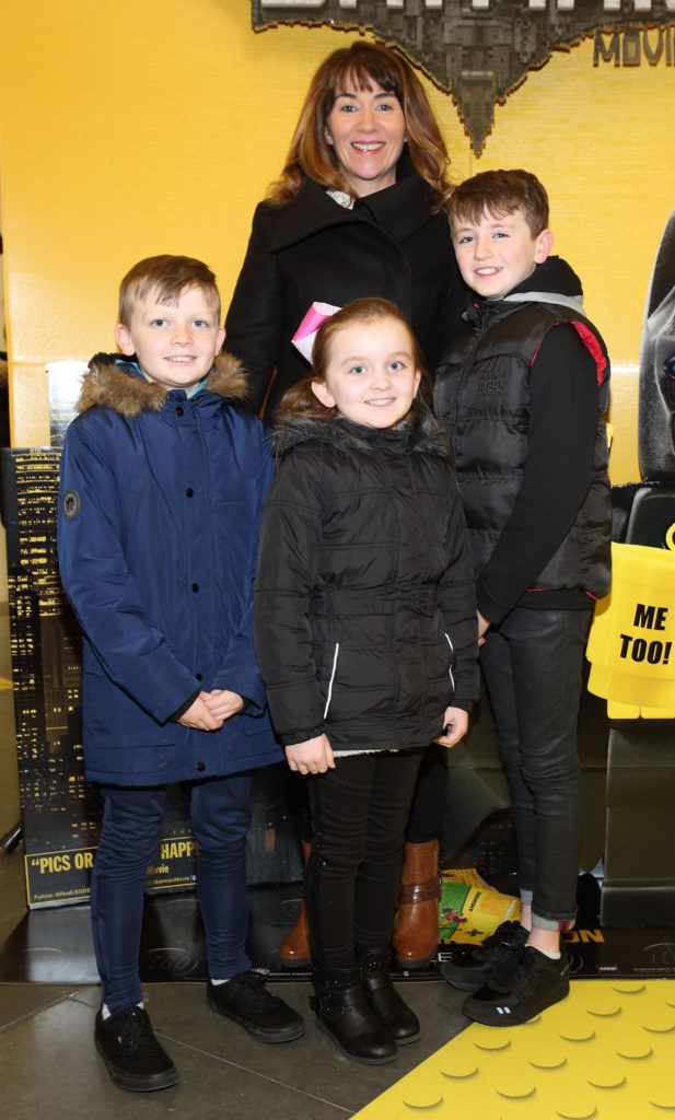 Rachel Sheridan is pictured here with Darragh Clarke, Roisin Clarke and Alex Sheridan at the Irish premiere screening of The Lego Batman Movie at the Odeon Point Village, Dublin (Picture: Brian McEvoy).