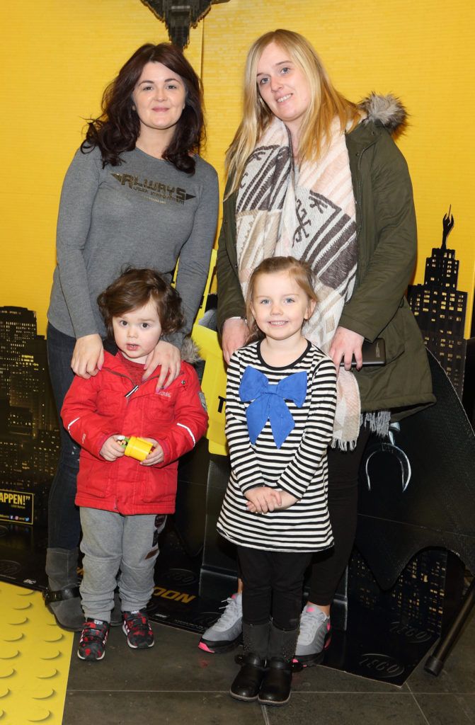 Janice Gaffney, Sarah McLoughlin, Rudi Gaffney and Emily McLoughlin at the Irish premiere screening of The Lego Batman Movie at the Odeon Point Village, Dublin (Picture: Brian McEvoy).