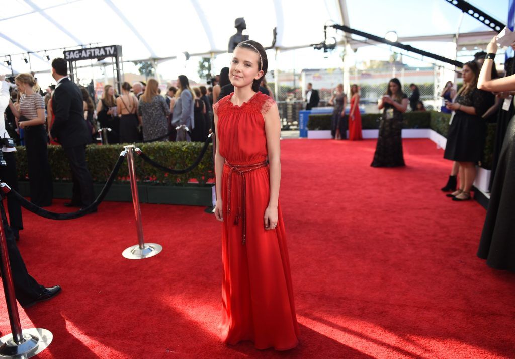 Millie Bobby Brown arrives for the 23rd Annual Screen Actors Guild Awards at the Shrine Exposition Center on January 29, 2017, in Los Angeles, California. (Photo ROBYN BECK/AFP/Getty Images)