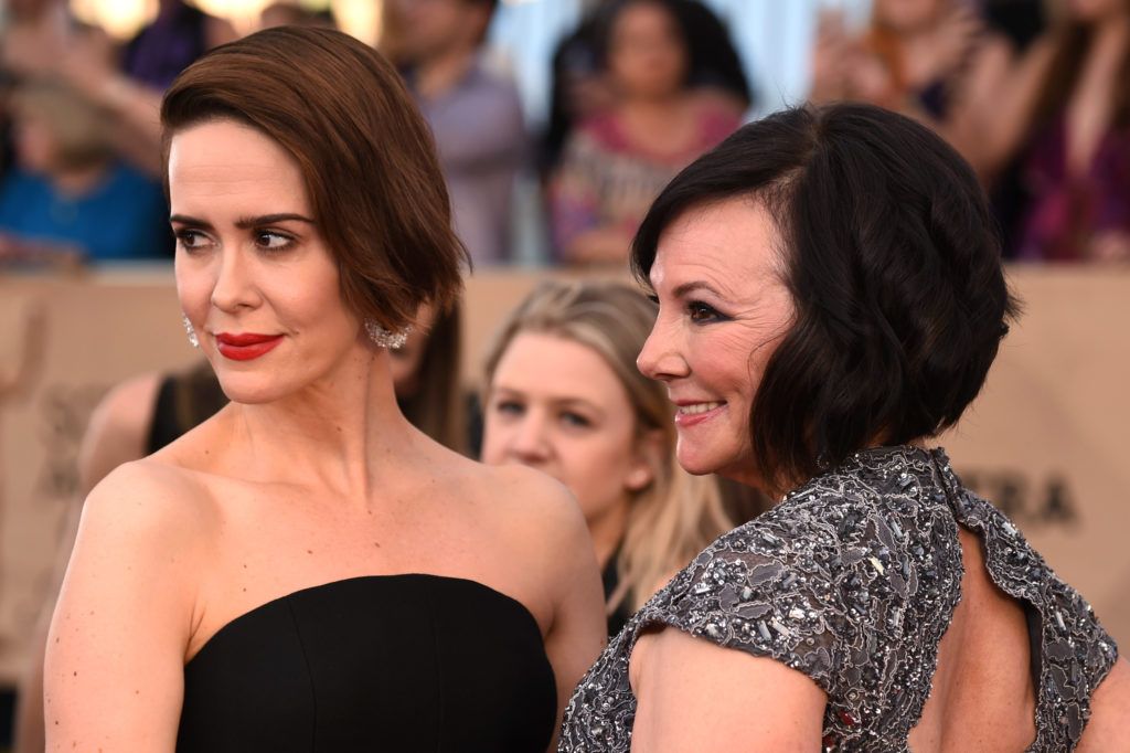 LOS ANGELES, CA - JANUARY 29:  Actor Sarah Paulson (L) and writer Marcia Clark attend The 23rd Annual Screen Actors Guild Awards at The Shrine Auditorium on January 29, 2017 in Los Angeles, California. 26592_008  (Photo by Frazer Harrison/Getty Images)