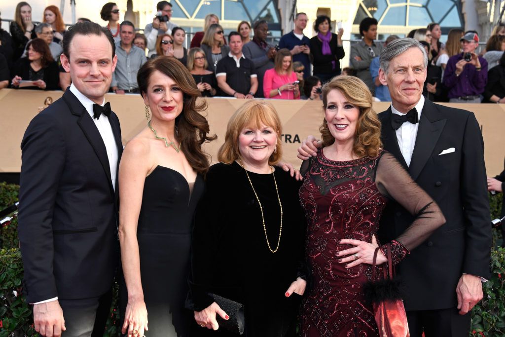 LOS ANGELES, CA - JANUARY 29:  (L-R) Actors Harry Hadden-Paton, Raquel Cassidy, Lesley Nicol, Phyllis Logan, and Douglas Reith attend The 23rd Annual Screen Actors Guild Awards at The Shrine Auditorium on January 29, 2017 in Los Angeles, California. 26592_008  (Photo by Frazer Harrison/Getty Images)
