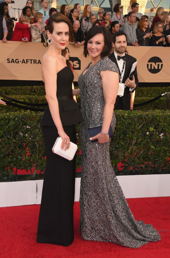 LOS ANGELES, CA - JANUARY 29:  Actor Sarah Paulson and Marcia Clark attend the 23rd Annual Screen Actors Guild Awards at The Shrine Expo Hall on January 29, 2017 in Los Angeles, California.  (Photo by Alberto E. Rodriguez/Getty Images)